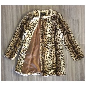 Animal Print Faux Fur Coat | Lined Faux Fur Coat